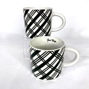 Hearth & Hand With Magnolia Set of 2 Mugs Black Plaid Good Tidings Christmas NEW